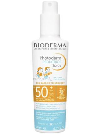 Детский солнцезащитный спрей bioderma photoderm pediatrics spray spf50+ 200 мл