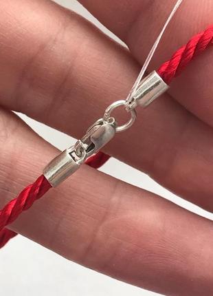 Красная нить серебро 925 браслет серебряный шелковый оберег 40364 фото