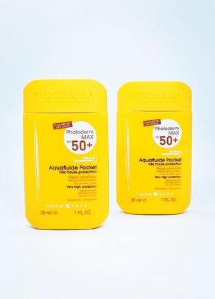 Сонцезахисний флюїд для чутливої шкіри bioderma photoderm max spf50+ aquafluid pocket 30 мл