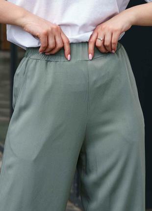 Широкие штапельные брюки эви клеш летние 42-56 размеры разные цвета5 фото