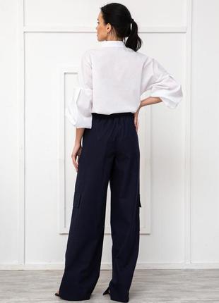 Стильные классические брюки-карго дерек широкие из льна 42-56 размеры разные цвета2 фото