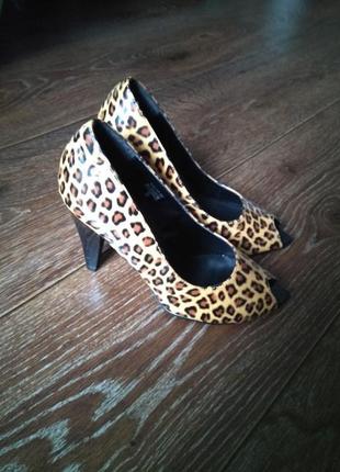 Туфлі з відкритим носком леопардовий принт