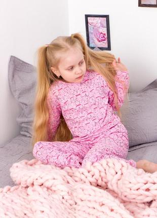 Яркая хлопковая пижама для девочки, ментоловая пижама с пончиками, яркая пижама для девочки, ментоловая пижама с пончиками5 фото