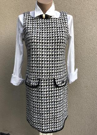 Твидовый сарафан,платье по фигуре,стиль шанель,хлопок,