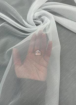 Белая однотонная ткань для тюля оптик с льняной ниткой, для спальни и зала2 фото