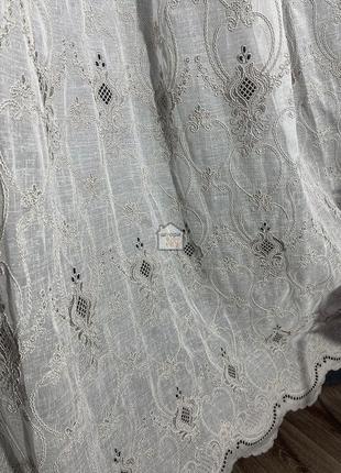 Тканина для тюлю льон з візерунком «білий з сірим», лу52 фото