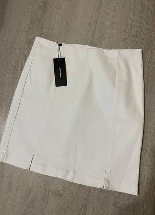 Белая джинсовая юбка мини-протяжка оригинал5 фото