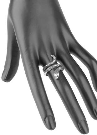 Женское кольцо под серебро "змея"5 фото