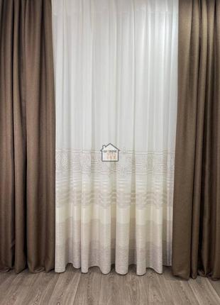 Мішковина штори тканина однотонна рогожка колір 9 коричневий3 фото
