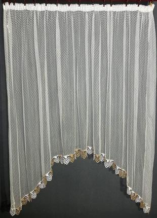 Тюль арка для кухни цвет белый, с узором ромб, готовый арк134 фото