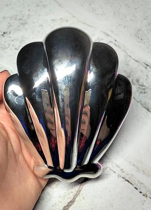 Расческа, щетка для волос ракушка, серебро