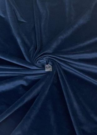 Оксамитові штори у вітальню велюр тканина №26 колір темно-синій 2 штори однотонні5 фото
