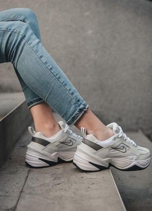 Женские кожаные кроссовки nike m2k tekno white найк м2к текно