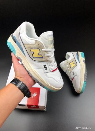 Чоловічі кросівки new balance 550 white yellow мужские кроссовки нью беленс белые с желтым