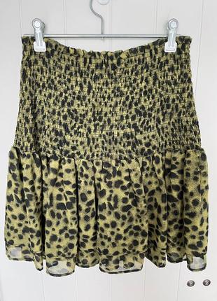 Шифоновая ярусная юбка с высокой талией в леопардовый принт3 фото