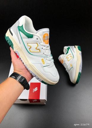 Чоловічі кросівки new balance 550 white green yellow мужские кроссовки нью беленс белые с желтым/зел