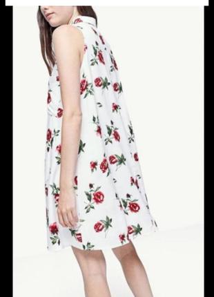 Новое цветочное платье туника stradivarius  воздушное натуральное  платье халат цветы розы3 фото