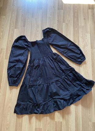 Платье черное с пышными рукавами 38 размер