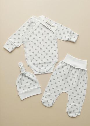 Комплект stars (боді, повзунки та шапочка) тм merry bee