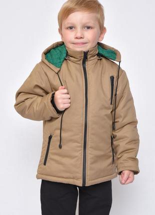 Куртка для хлопчика демісезон бежева з капюшоном р.1161 фото