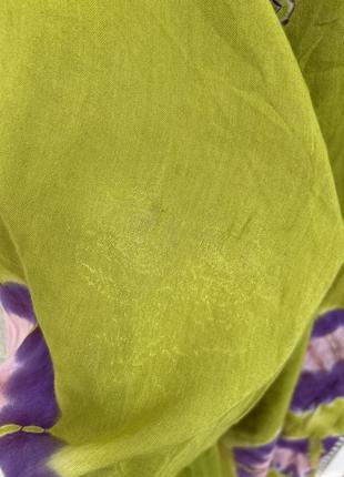 Салатовые брюки летние широкие палаццо с узором тай-дай2 фото