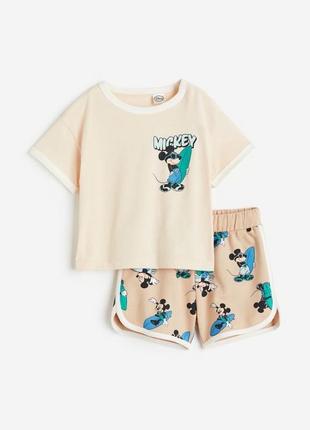 Комплект zara disney mickey микки 3-6 мес 68 см 6-9 мес 74 см 12-18 мес 86 см шорты футболка костюм комплект