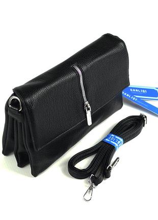 Классическая женская черная мини сумка клатч через плечо, молодежная маленькая сумочка с клапаном3 фото