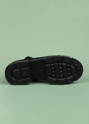 Туфли для девочек wl1711-3 черные экокожа на липучках массивная подошва3 фото