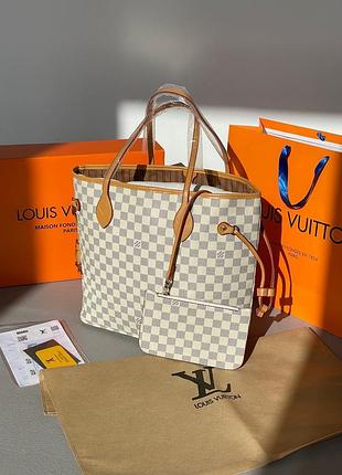 Сумка louis vuitton neverfull cream caramel