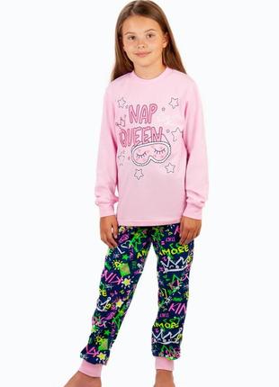 Подростковая хлопковая легкая пижама для девочки, домашний легкий костюм для девочек подростков, комплект лонгслив и брюки с манжетами для дома и сна4 фото