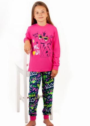 Подростковая хлопковая легкая пижама для девочки, домашний легкий костюм для девочек подростков, комплект лонгслив и брюки с манжетами для дома и сна3 фото