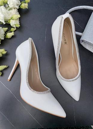 Туфли, белый, экокожа