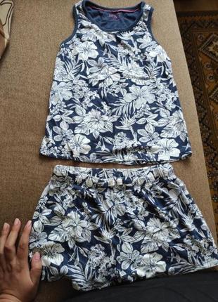 Летний хлопковый костюм на девочку 10-11 лет