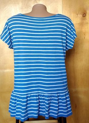 Р 14 / 48-50 фирменная легкая блуза футболка тельняшка голубая в белую полоску хлопок вискоза3 фото