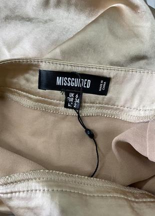 Missguided атласная мини-юбка золотистого цвета персикового цвета размер 342 фото