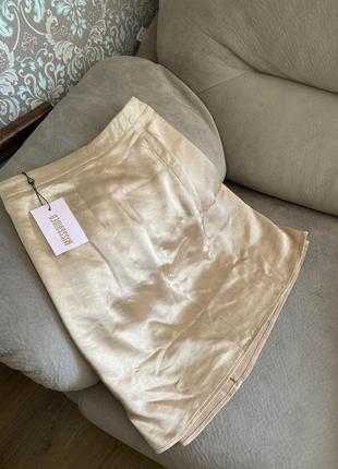 Missguided атласная мини-юбка золотистого цвета персикового цвета размер 345 фото