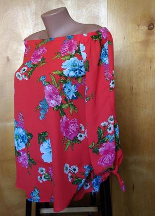 Р 12 / 46-48 нарядная романтичная яркая блуза блузка в розах new look4 фото