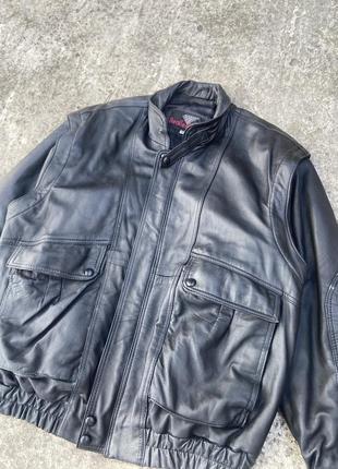 Винтажная кожаная куртка оригинал y2k vintage rare можно и стильная л