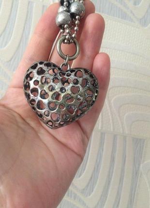 Кулон біжутерія буси намисто металеве чарівне серце2 фото