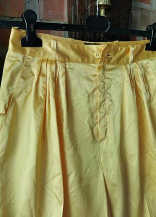Атласные брюки с защипами винтажные штаны высокая посадка прямые со стрелкой teen flo6 фото