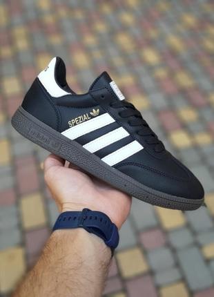 Мужские кроссовки adidas spezial черные с белым модные кроссовки адидас отличного качества