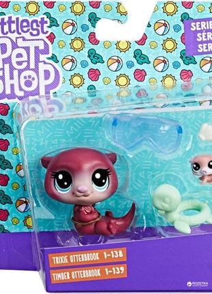 Игровой набор hasbro littlest pet shop - выдры оттербрук  (c-1166). littlest pet shop lps hasbro 1 series