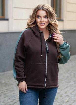 Худи женское теплое осеннее на осень на флисе демисезонное на молнии батал базовое черное серое батник женский теплый осенний черный серый