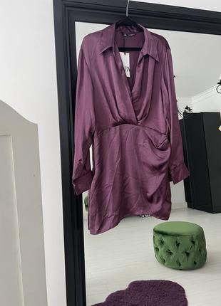 Zara сатинова сукня, xl8 фото