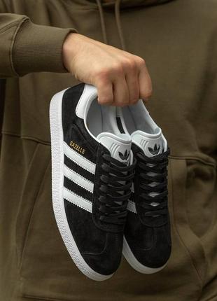 Мужские кроссовки adidas gazelle black white 40-41-44-458 фото