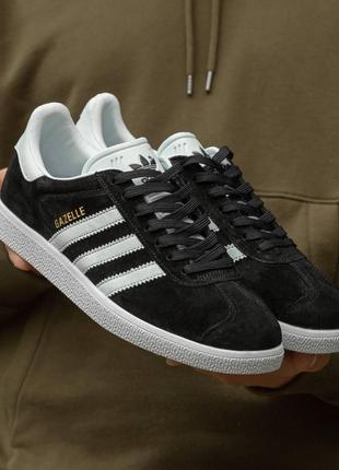 Женские кроссовки adidas gazelle black white 38-39-40-41