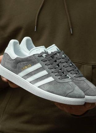 Женские кроссовки adidas gazelle grey white 38-391 фото