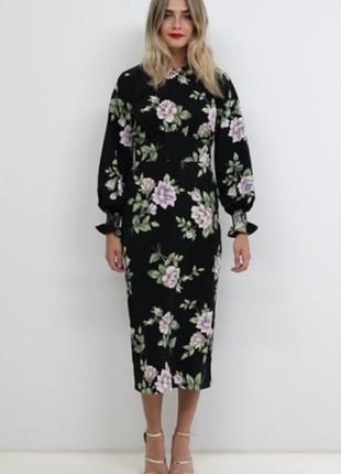 Плаття,платье,в квіти,обємні рукава,цвети