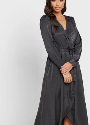 Vero moda серое платье длинное с рукавом