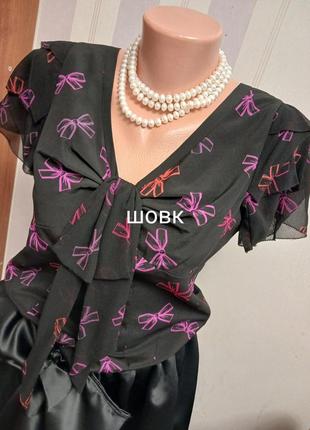 Шовкова блуза з бантом с м блузка шелковая  вінтажнлму стилі вінтаж